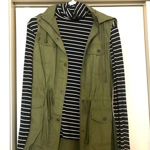Mock Neck Shirt with Sleeveless Vest